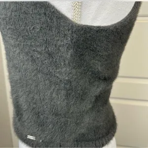 Hollister Women’s Retro Y2K Fuzzy Butterfly Gray Tank Top Size Large thumbnail 4