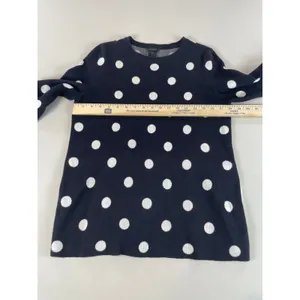 Ann Taylor Factory Sweater Size M Black White Polka Dot Faux Ruffle Shirt Tail thumbnail 6