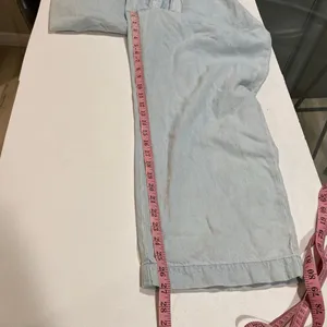 Rag & Bone Denim Jumpsuit Size L Light Wash Tie Waist Utility Wide Leg thumbnail 7