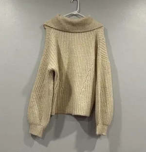 A New Day Cream Quarter Zip Pullover Sweater Medium M thumbnail 3
