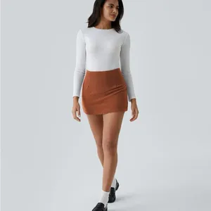 Halara NWT High Waisted 2-in-1 A Line Mini Corduroy Skort Women’s XL Baked Clay thumbnail 6