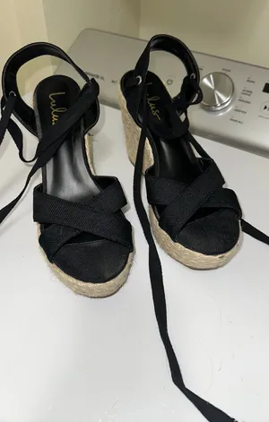 Lulus Wedges Lace-Up Black thumbnail 1