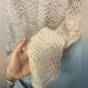 American Eagle NWT Blush Open Knit Crochet Wool Blend Sweater thumbnail 7