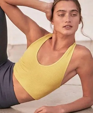 NWT Free People Free Throw Crop Tank Top In Optics Yellow XL thumbnail 1