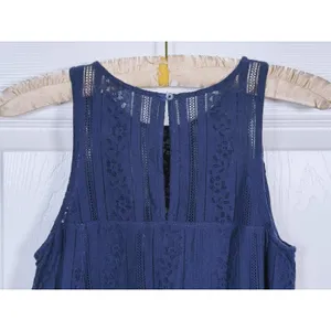 Vintage Y2K Abercrombie Crochet Lace Swing Dress XS Navy Fall Preppy Cottage thumbnail 6