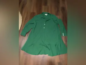 Tuckernuck green Crepe Callahan Shirt Dress long sleeve ruffle spring party $200 thumbnail 4