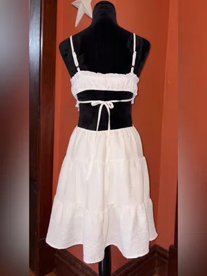 Wenrine white tiered cutout dress thumbnail 3