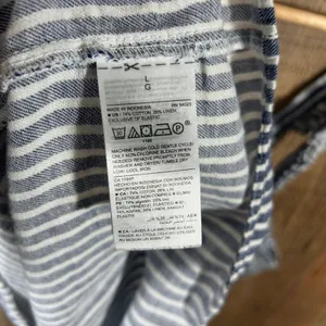 Old Navy Blue White Striped Ruffle Strap Linen Cotton Top Large Coastal Nautical thumbnail 8