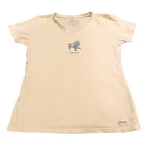 Life Is Good Crusher T-Shirt Womens M Simplify Yellow short Sleeve beach chair thumbnail 1