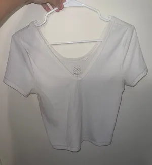 Short Sleeve Crop Top White Size L thumbnail 1