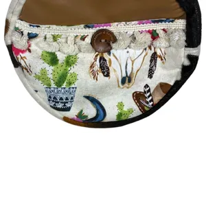 Womens Western Cow Print Round Crossbody Bag Brown Desert Boho Festival Size OS thumbnail 7