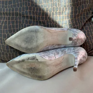 Sacha‎ London Snake Leather Pointed Toe Pump Silver Size 9 thumbnail 6