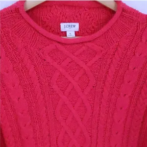 J Crew 2024 Roll Neck Cable Knit Sweater Size L Pink Fisherman Coastal Preppyl thumbnail 2