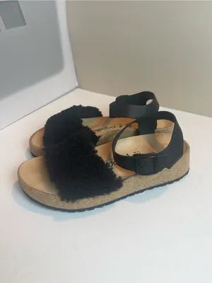 NWT Papillio by Birkenstock Black Shearling Platform Wedge Sandals Size 39 / 8 thumbnail 8