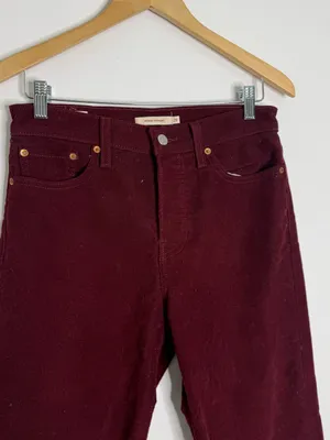 Levi’s Wedgie Straight Corduroy Pants Size 28 Burgundy High Rise thumbnail 8