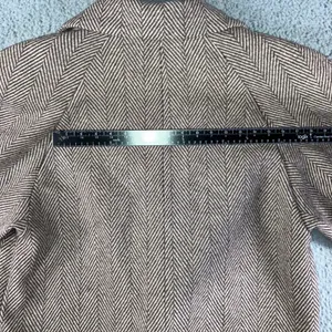 Vintage Herringbone Double Breasted‎ Full Length 100% Wool OverCoat Women 10 thumbnail 6
