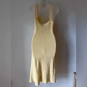 Lulus Yellow Ribbed Knit Midi Sweater Dress XS NWT thumbnail 5