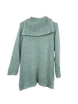 Margaret OLeary Cardigan Sweater Kid Mohair Blend Zip Front Blue Green Size 2 thumbnail 6