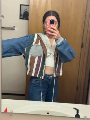 Multicolor denim jacket with hood Blue Size M thumbnail 2