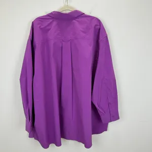 Athleta Oversized Poplin Top Button Up Shirt Relaxed Athleisure Purple 3X NWT thumbnail 15