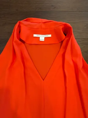 Diane Von Furstenberg Reagan Tank Top Blouse Bright Coral Size Large - C47-025 thumbnail 3
