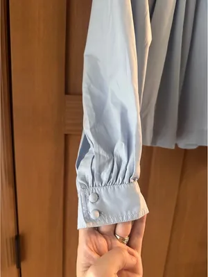Maeve Anthropologie Pleated Trapeze Blouse Puff Sleeve Light Blue Women’s Small thumbnail 4