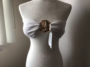 Brazilian Strapless Bandeau White Bikini Top- Sz Med- Nwt thumbnail 2