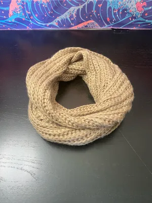 Soft Chunky Knit Infinity Scarf in Camel Tan thumbnail 2