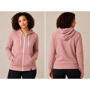American Giant Lightweight Full Zip Hoodie Women's Large Heather Red Made in USA thumbnail 2