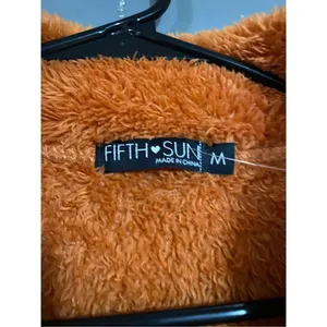 Fifth Sun Hooded Pullover Plush Sherpa Orange Womens Medium NWOT thumbnail 4