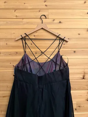 VNTG Faviana Large Iridescent Purple Green Strappy Prom Dress Whimsigoth Fairy thumbnail 10