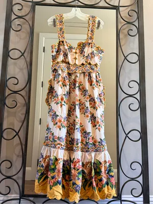 Farm Rio Hilo Stripes Sand Midi Dress Size Large thumbnail 7