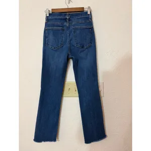 Madewell Cali Demi Boot Jeans Size 26 Blue Cropped Flare Raw Hem Frayed thumbnail 2