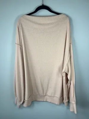 Free People We The Free Main Squeeze Hacci Balloon Sleeve Shirt Peach Slouchy Lg thumbnail 8