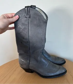 Western Cowboy Cowgirl boots Women's 6.5M Gray‎ Leather Upper thumbnail 3