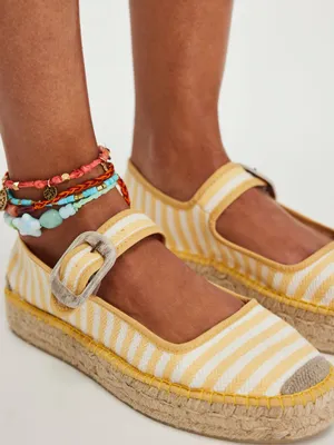 NWOT Free People Surfside 2.0 Espadrille Platform Mary Janes, Lemon Zest thumbnail 1