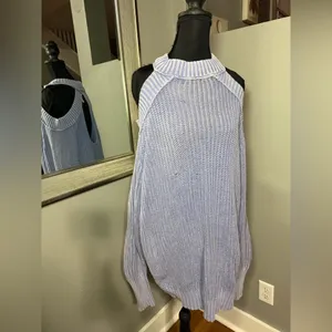 Free People Half Moon Bay cold-shoulder sweater size medium. thumbnail 3