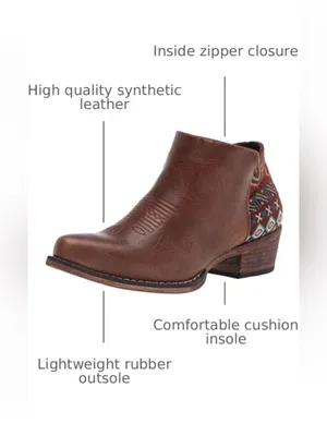 Roper Sedona Serape Ankle Boots Snip Toe Cowgirl Western Booties 6.5 NEW IN BOX thumbnail 3