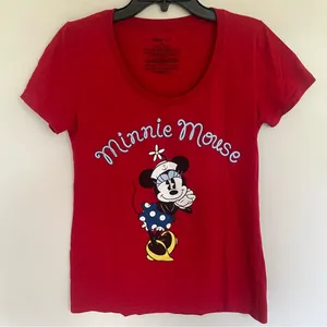 Disney Store Minnie Mouse Sailor Graphic‎ T-Shirt Red Size Medium thumbnail 1
