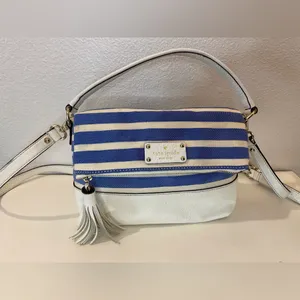 Kate Spade Maria Southport Ave Blue&White Leather‎ Crossbody Bag thumbnail 8