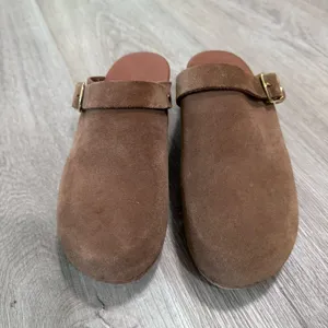 Anthropologie Suede Clog Shoes 36 Tan Brown Fall Autumn thumbnail 3