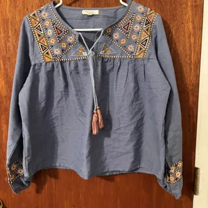 Rebellion Again Women's Top Size Large Blue thumbnail 1