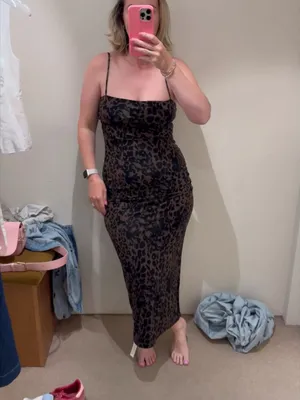 Reformation Elise Knit Dress in Tana Leopard XL thumbnail 6