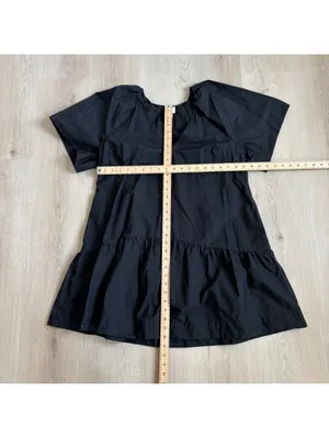 A New Day EUC Women's Black Poplin Mini Dress Flutter Sleeves Size M thumbnail 8