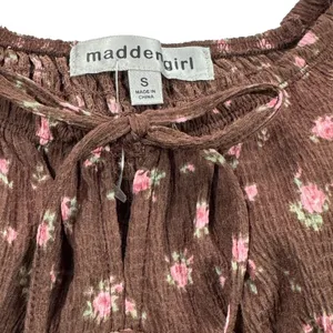 NEW Madden Girl‎ Brown Pink Floral Fit and Flare Dress Juniors Small Cottagecore thumbnail 3
