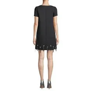 Badgley Mischka Black Fringe Dress‎ Size 4 thumbnail 2