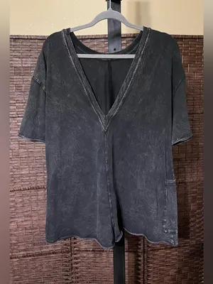 NEW Free People FP Movement Hot Shot Tee Romper – Washed Black | Size - XS thumbnail 4