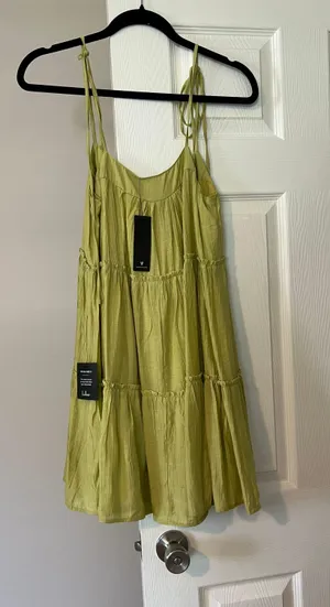 Lulus Love the Sunshine Lime Green Tie-Strap Tiered Babydoll Dress thumbnail 4