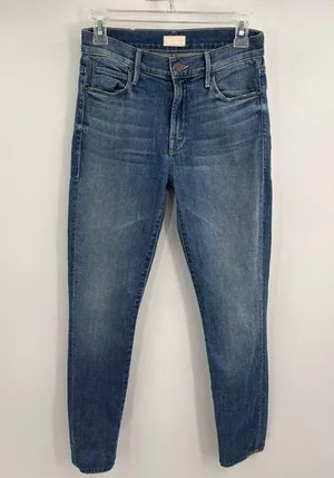 Mother denim the charmer satisfaction blue skinny jeans size 27 thumbnail 1