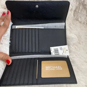 Michael Kors Black Large Trifold Wallet thumbnail 3